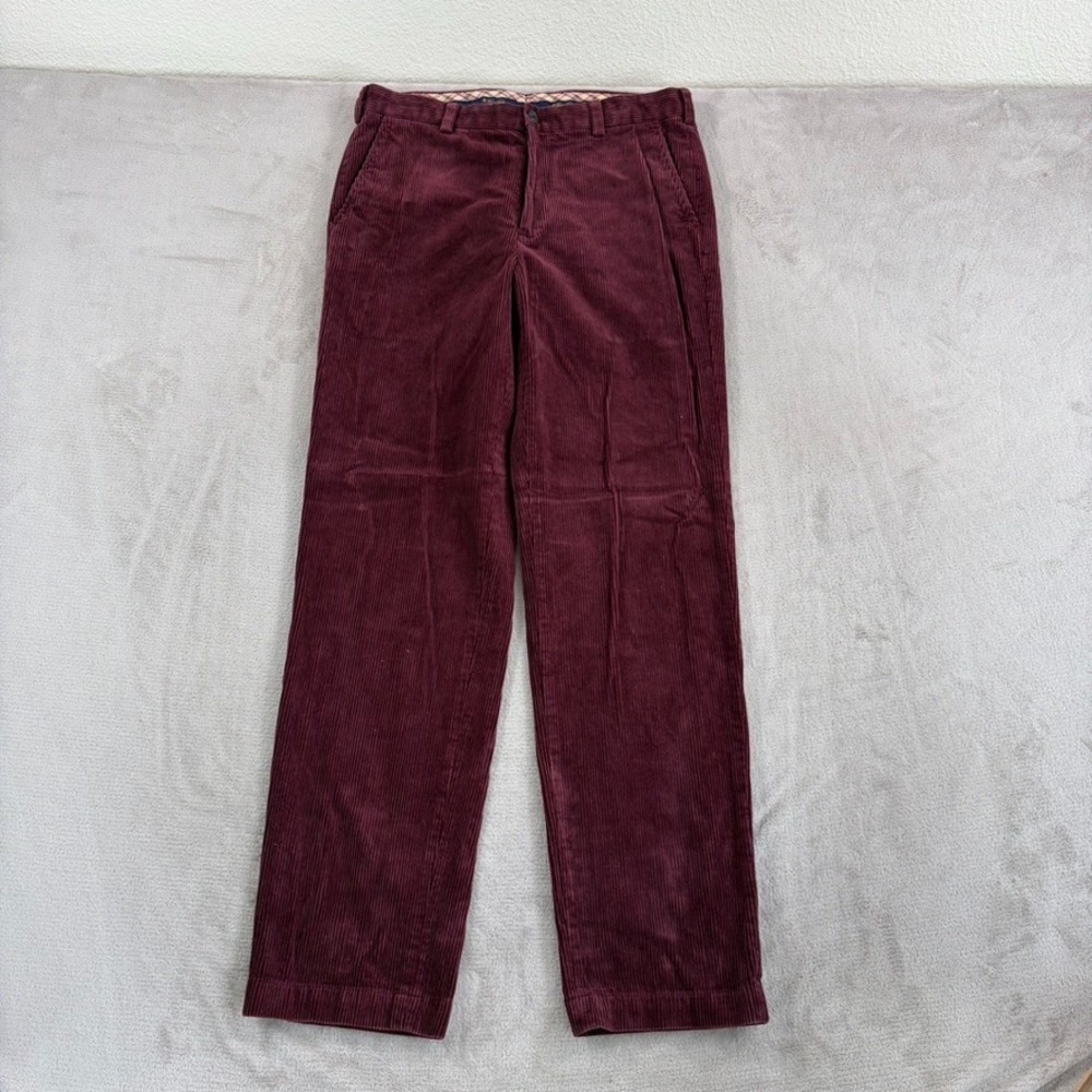 Brooks Brothers Clark Fit‎ Corduroy Trouser Pants in Wine Men 34x33 Straight Leg